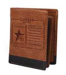 [New Arrival] Casual Bifold Short Lightweight Brown Oiled Leather Men's Wallet [Elensan] (Vertical Type)