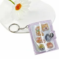 かわいい 透明 台帳 クリア 女の子 はがせる シール手帳 ミニ 大人 シール帳 (小シート10枚（ラメ入パープル）)