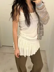 シャーリングワンピース 春新商品 キャミソールワンピース レイヤード 華奢 フィット サイドシャーリング ハイクオリティ