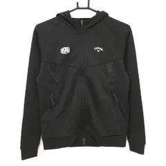 【美品】キャロウェイ ジップパーカー 黒×白 ロゴプリント ジャケット レディース M ゴルフウェア Callaway