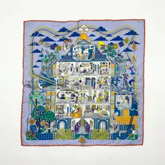 HERMES エルメス カレ45 プチカレ スカーフ MAISON DE CARRES メゾン・デ・カレ ガヴロッシュ 45 シルク100% 892941S パープル ブルー オレンジ マルチカラー メゾンデカレ 【中古】Aランク　6_221