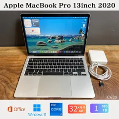 ［美品］Apple MacBook Pro 13インチ, 2020/Intel Core i7 / メモリ32GB / SSD 1TB / Windows 11 / Office 2024/CJ639