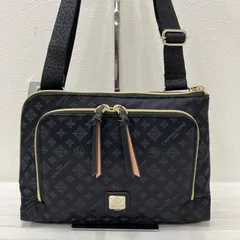8527　良品　CHRISTIAN OLIVIER　クリスチャンオリビエ　ショルダーバッグ　肩がけ　斜めがけ　クロスボディ　黒　ブラック　総柄　撥水ジャガード　ナイロン　百合の花　ニュアブラック