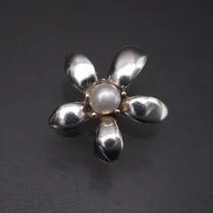 M672 淡水真珠 パール SILVER刻印 ペンダント トップ フラワー デザイン シルバー チャーム ヘッド 6月誕生石