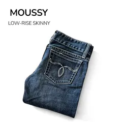 MOUSSY マウジー ローライズスキニージーンズ デニムパンツ ホワイトステッチ 25 インディゴブルー Y2K ★M235