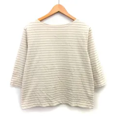サマンサモスモス SM2 Tシャツ カットソー ボーダー 柄 ラメ混 ワイド袖 七分袖 丸首 コットン 綿 F ベージュ /HT15