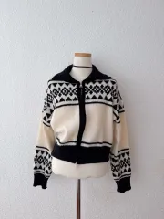ノルディック パータン ニット ジップアップ カーディガン