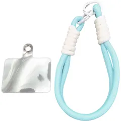 ☆ スカイブルー×ホワイト ☆ 落下防止 携帯 ハンドストラップ スマホ ストラップ 手首 ハンドストラップ スマホストラップ 落下防止 携帯ストラップ おしゃれ 挟むだけ かわいい レディース ストラップホルダー 全機種対応 メンズ リストストラップ