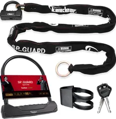 Kaedear(カエディア) バイク ロック チェーン + U字ロック 鍵 1ワンキー2ツーロック 長さ2000mm ワイド 高耐久 シリンダー 盗難防止 キー 紛失 複製サービス SP_GUARD KDR-LK222S-2000