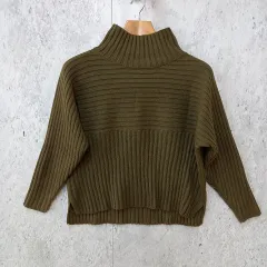 ROPE’ PICNIC ロペピクニック リブ切替 プルオーバー ニット セーター ハイネック カーキ Mサイズ ◎、◇〇