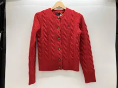 秋冬 RALPH LAUREN ラルフローレン ウールカシミヤ ケーブルニットカーディガン レッドXS レディース