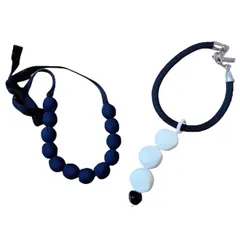 RE332 【美品】【まとめ売り】'S MAX MARA　マックスマーラ　MAX MARA　マックスマーラウィークエンドライン　ネックレス　黒　ブラック　紺　ネイビー　モノトーン　レディース　オシャレ　希少　ストーン　大ぶり　インパクト