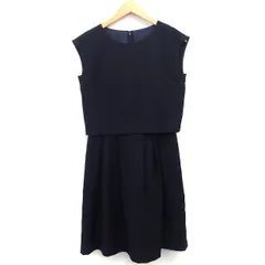 コムサイズム COMME CA ISM ワンピース フレア 膝下 セットアップ風 無地 シンプル タック ノースリーブ 丸首 7 ブラック 黒 /HT33