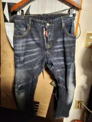 ディースクエアード2 ブラック ウォッシュ デニム ズボン 48 50 イタリア ヴィンテージ 修理