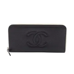 シャネル CHANEL ラウンド長財布 ココマーク ブラック レザー ココマーク ラウンド長財布 レディース Used A