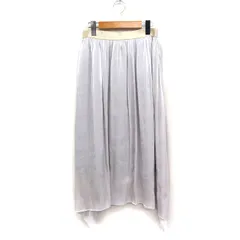 グリーンレーベルリラクシング ユナイテッドアローズ green label relaxing ギャザー スカート ロング イレギュラーヘム 無地 光沢 38 ライトグレー 灰 /FT24
