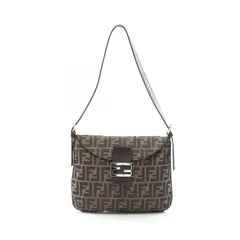 フェンディ FENDI ショルダーバッグ ブラック/ブラウン キャンバス レザー ズッカ ショルダーバッグ レディース Used B