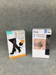 タイツ 80デニール Warm Tights & NATURAL LACE BRA 2PACK 2点セット 下着