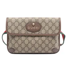 グッチ GUCCI ウエストバッグ ボディバッグ GGスプリーム ネオヴィンテージ シェリーライン 493930 ベージュ/ブラウン PVCコーティングキャンバス レザー GGパターン スモール ベルトバッグ
