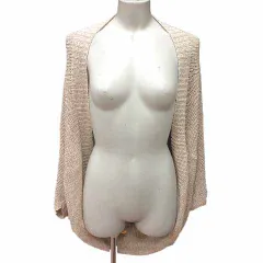 ナチュラルビューティーベーシック NATURAL BEAUTY BASIC カーディガン ニット 前開き ドルマンスリーブ 長袖 麻混 リネン混 M ベージュ /YK