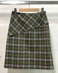 BURBERRY BLUE LABEL バーバリーブルーレーベル スカート サイズ38 FXF03-819 タイト ひざ丈 チェック カーキ オリーブ  インポート