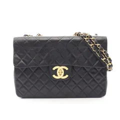 シャネル CHANEL ショルダーバッグ デカマトラッセ34 シングルフラップ ブラック ラムスキン（羊革） デカマトラッセ チェーンショルダー レディース Used A