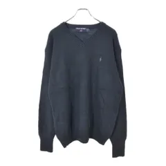 POLO SPORT ポロスポーツ ラルフローレン Vネック ウールニットセーター ネイビー(メンズ XL)中古 古着 X2390