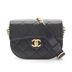 シャネル CHANEL ショルダーバッグ マトラッセ ブラック レザー マトラッセ スモールフラップ チェーンショルダー レディース Used A
