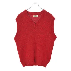 80年代 L.L.Bean エルエルビーン ウールニットベスト アウトドア レッド(メンズ L)中古 古着 X2391