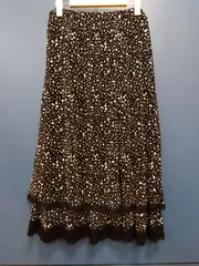 M9　Superbeautyロングフレアスカート　未使用品　ゆったり44サイズ　 パワーネット素材・ ランダムドット・レース・総ゴム　☆人気大人可愛い☆スーパービューティー☆