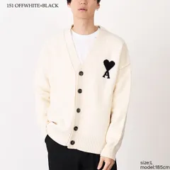AMI ALEXANDRE MATTIUSSI AMI DE COEUR アミパリス カーディガン Ami De Coeur メリノウールフェルトニット カーディガン UKC367 018 メンズ ユニセックス オフホワイト ブラック ウール