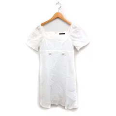 フリーズフレーズ FREE'S PHRASE レース フレア ワンピース 半袖 ひざ丈 スクエアネック コットン 綿 M ホワイト 白 /FT39