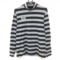 パーリーゲイツ 長袖ハイネックシャツ グレー×黒 ボーダー ストレッチ  メンズ 6(XL) ゴルフウェア PEARLY GATES