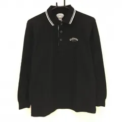 キャロウェイ 長袖ポロシャツ 黒×白 ロゴ刺しゅう  メンズ M ゴルフウェア Callaway