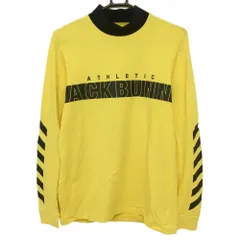 【美品】ジャックバニー 長袖ハイネックシャツ イエロー×黒 フロントロゴ ストレッチ メンズ 5(L) ゴルフウェア Jack Bunny