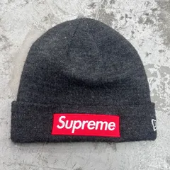 国内正規 Supreme  × NEW ERA Box Logo Beanie ボックスロゴビーニー ニット帽 ニットキャップ シュプリーム  × ニューエラ チャコール （7879M）