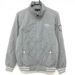 キャロウェイ 2WAY中綿ジャケット グレー×白 ロゴ型キルティング 袖ワッペン 袖着脱可 メンズ L ゴルフウェア Callaway