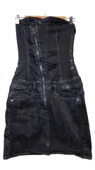 G-STAR ディーゼル ブラック デニム チューブトップ ONE PIECE (S)