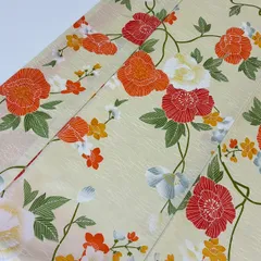 小紋 洗える着物 上品な花柄 化繊 着物 MK-3302