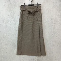 CIAOPANIC TYPY チャオパニックティピー タイトスカート 千鳥柄 リボンベルト付き ロングスカート タック入り ブラウン Mサイズ ◎、〇◇