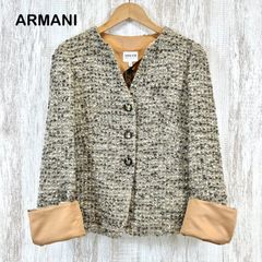 NO.7-144GIORGIO ARMANI チェック柄ノーカラージャケット36 - メルカリ
