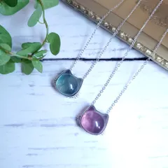 猫♪天然石★フローライトネックレス