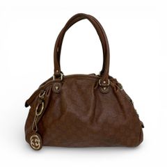 GUCCI グッチ GG シマ レザー ハンドバッグ ブラウン ロゴプレート GUCCI グッチ ハンドバッグ シマレザー 223974 506631 - メルカリ