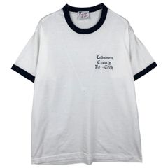 リンガーTシャツ 半袖Tシャツ カジュアル 英字 Y2K 白 紺 ネイビー L 