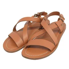 極美品▲Salvatore Ferragamo サルヴァトーレフェラガモ レザー フラットサンダル ストラップサンダル ブラウン 7 イタリア製 メンズ