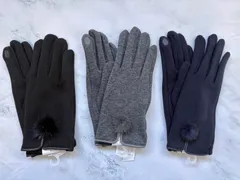 スマホ対応　手袋　グローブ　ショートグローブ　ミンク　リボン　裏起毛　大人可愛い　秋冬ファッション