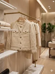 ⭐️新品タグ付き レディース　アイボリー ツイード ノーカラージャケット