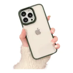 フェミニン シリコン スマホ ケース クリア+ダークグリーン iPhone13　560250IP13