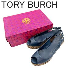 超美品】Tory Burchウェッジサンダル ネイビー US7 24cm 革 - メルカリ