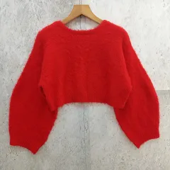 mystic ミスティック セーター ショート ニット ウール シャギー ベーシック シンプル レッド Fサイズ ◇〇☆